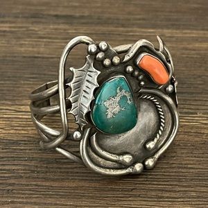 Funky Vintage Silver Turquoise Bracelet / Bangle